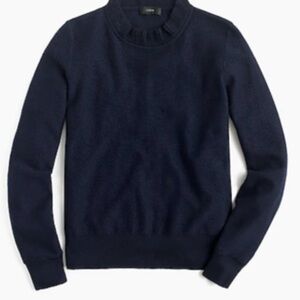 J. Crew Women's Navy Ruffleneck Sweater